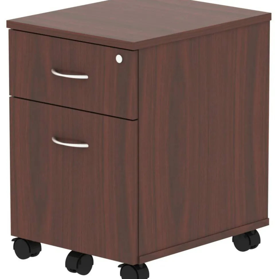Lorell Relevance 2-Drawer Mobile File Cabinet For Computer Desk, Mahogany