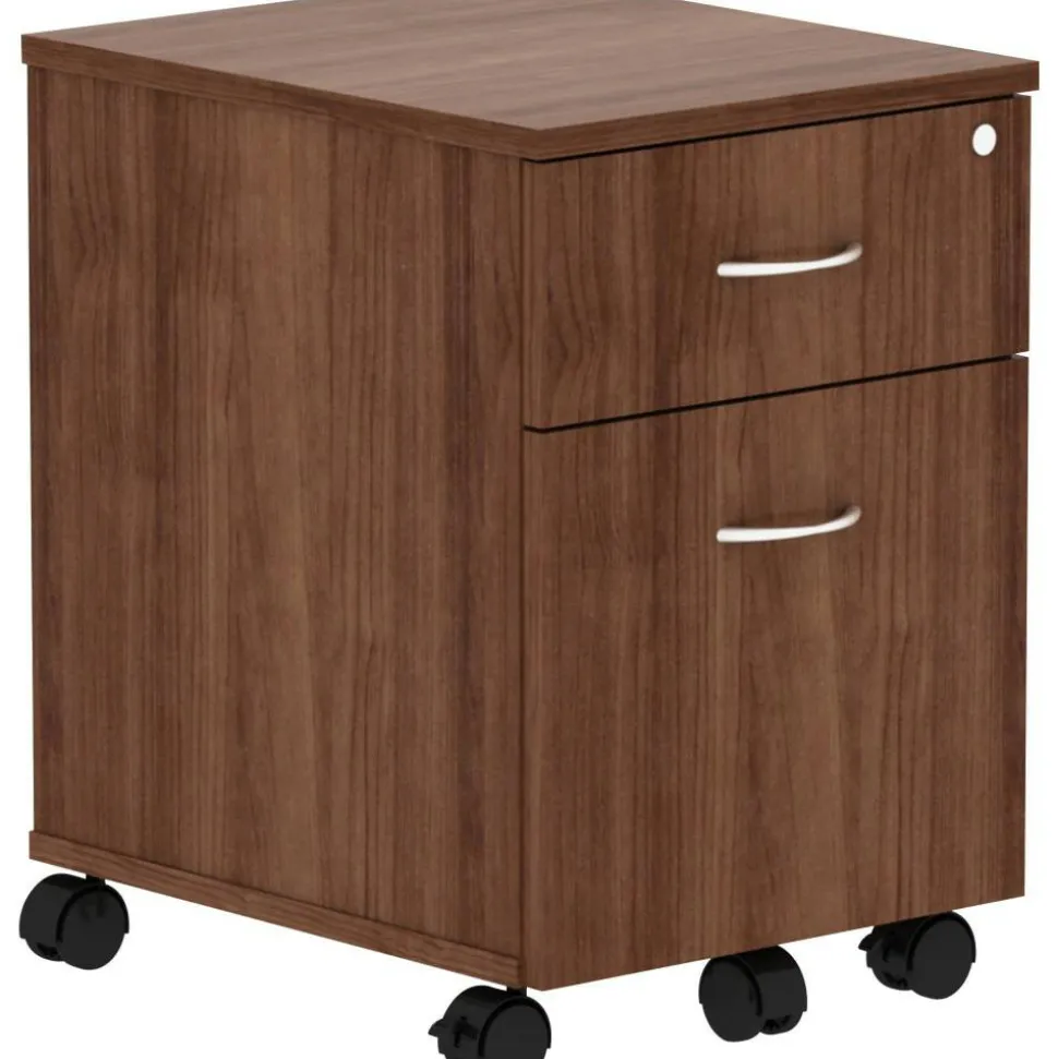 Lorell Relevance 16"W 2-Drawer Mobile Pedestal, Walnut