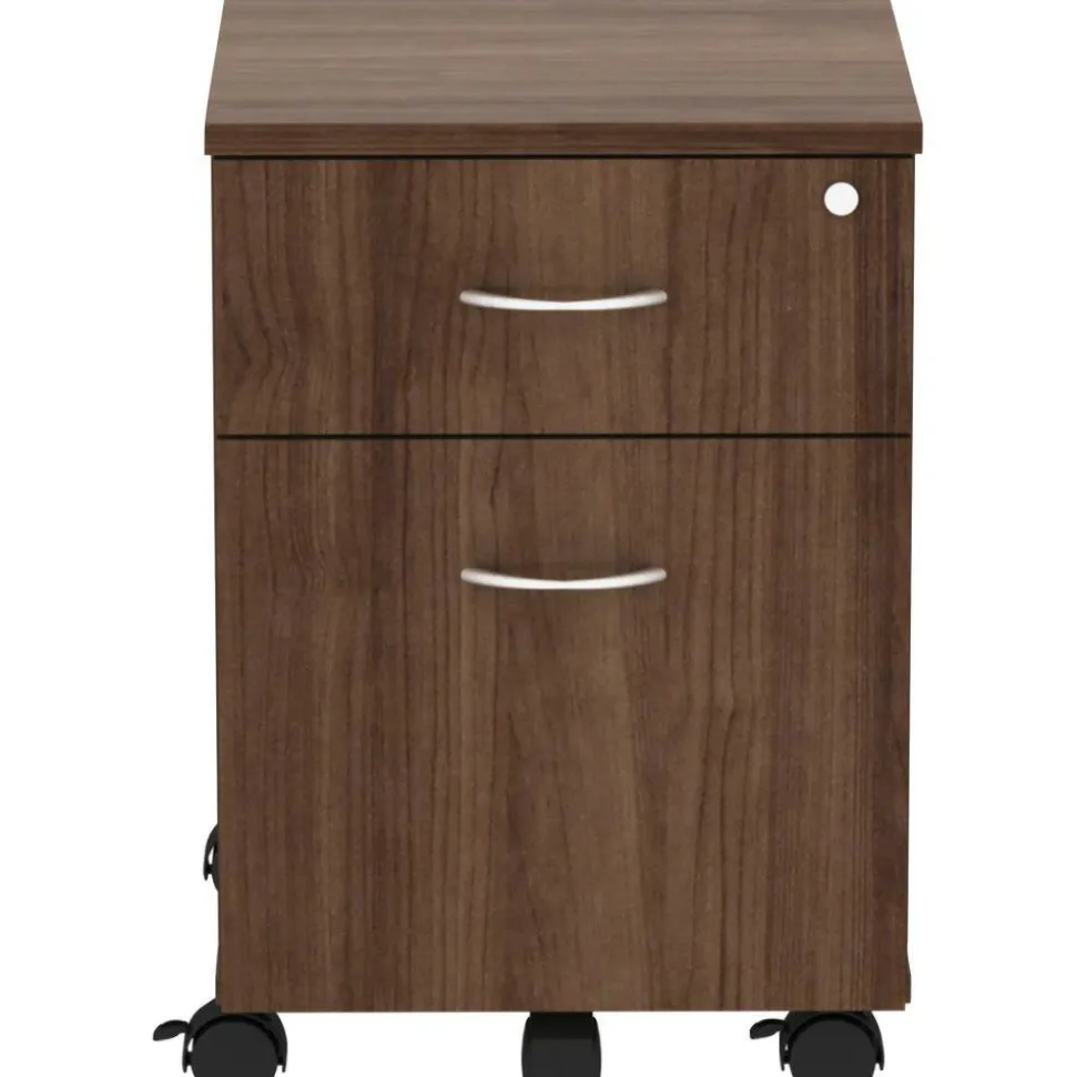 Lorell Relevance 16"W 2-Drawer Mobile Pedestal, Walnut
