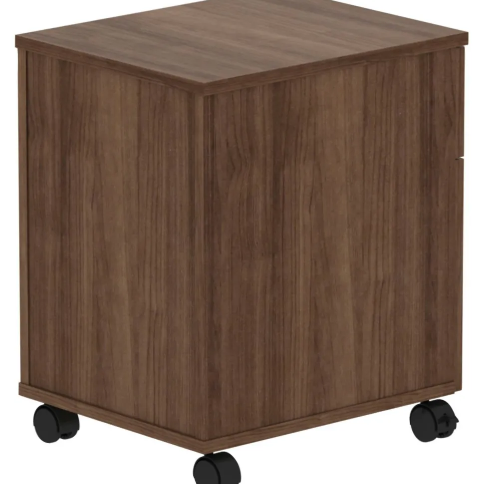 Lorell Relevance 16"W 2-Drawer Mobile Pedestal, Walnut