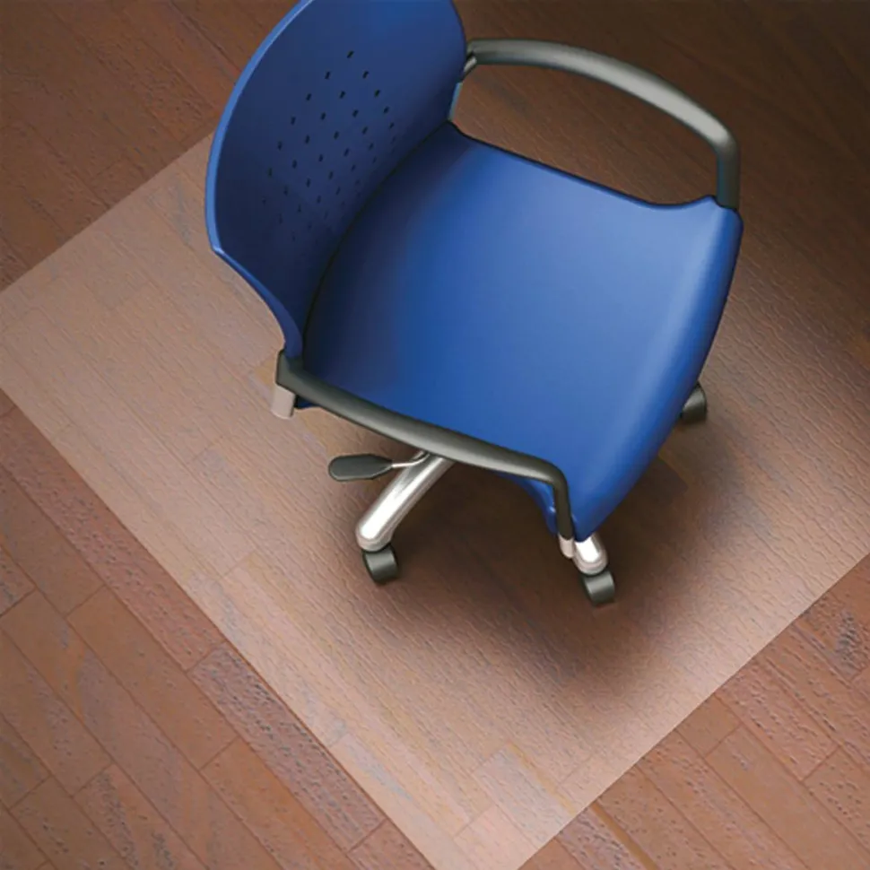 Lorell Rolled Hard Floor Chair Mat, 45" x 53", Wide Lip