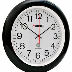 Lorell 13 1/4" Round Atomic Wood Wall Clock, Black