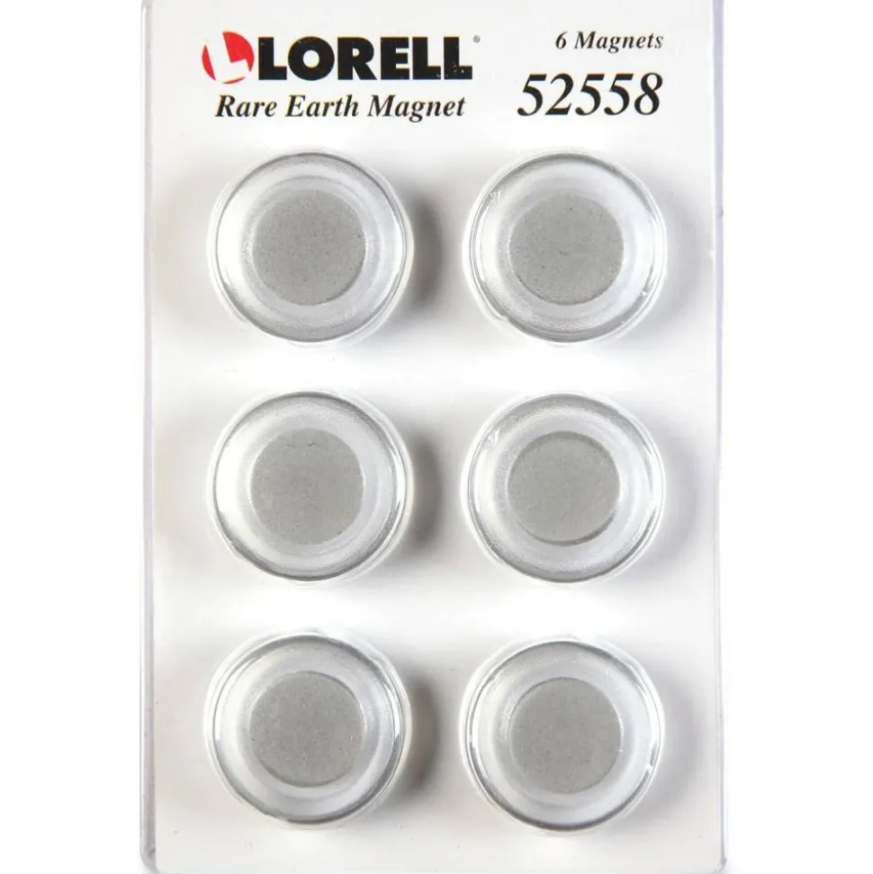 Lorell Round Cap Rare Earth Magnets - 1.2" Diameter - Round - 1 Pack - Clear