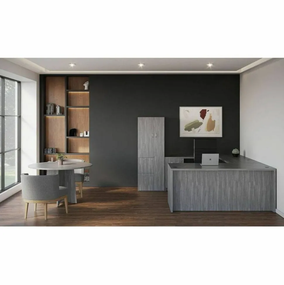 Lorell Round Conference Tabletop, 48", Weathered Charcoal