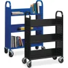 Lorell Single-Sided Mobile Steel Book Cart, 3-Shelf, Blue