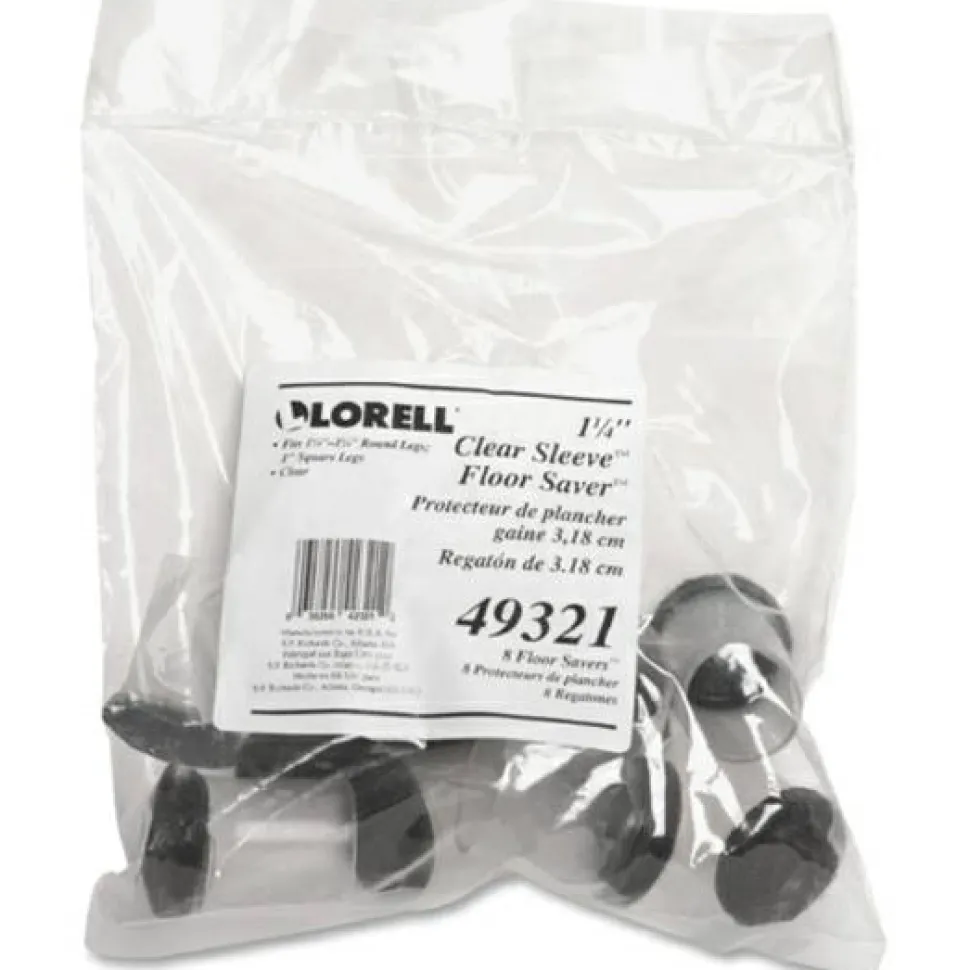 Lorell Sleeve Hard Floor Protectors, 1-7/8” x 1-1/4”, Clear, Set Of 8 Protectors