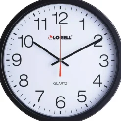 Lorell 12-1/2" Slimline Wall Clock - Analog - Quartz - Black Case - Modern Style