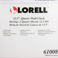 Lorell 12-1/2" Slimline Wall Clock - Analog - Quartz - Black Case - Modern Style