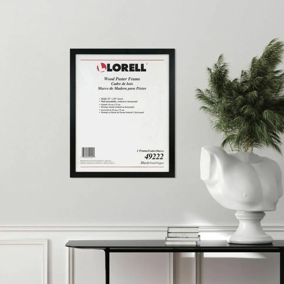 Lorell Solid Wood Poster Frame - 22" x 28" Frame Size - Rectangle - Horizontal, Vertical - Black - 1 Each