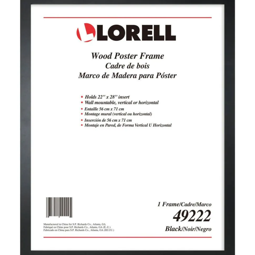 Lorell Solid Wood Poster Frame - 22" x 28" Frame Size - Rectangle - Horizontal, Vertical - Black - 1 Each