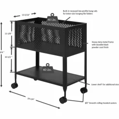 Lorell Steel Mesh Hanging Letter-Size Mobile File Cart, Black