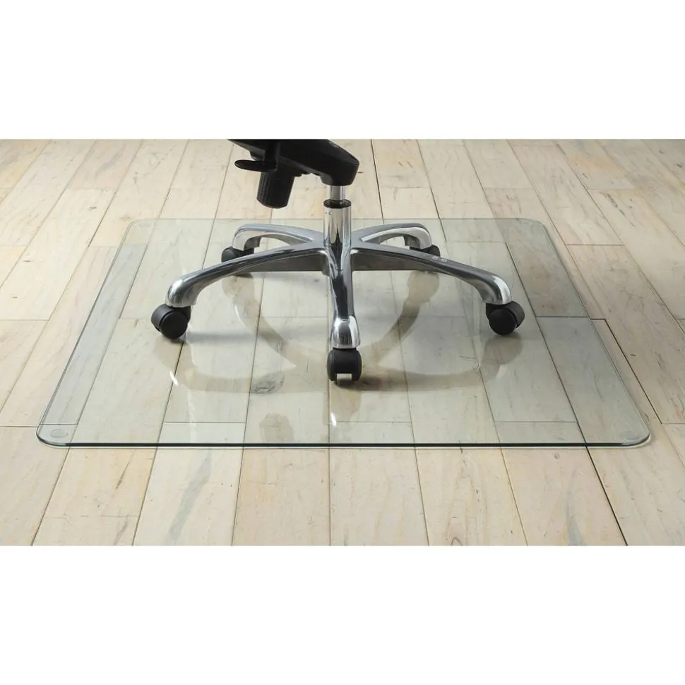Lorell Tempered Glass Chair Mat, 44" x 50", Clear