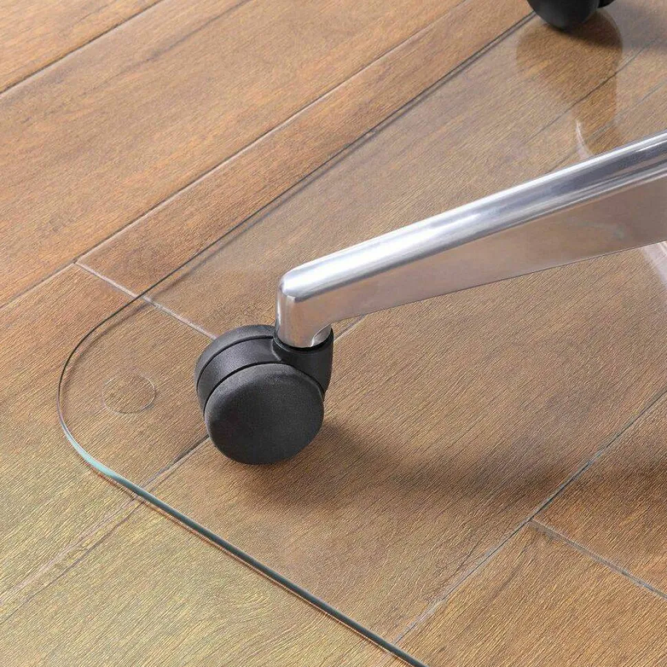 Lorell Tempered Glass Chair Mat, 44" x 50", Clear