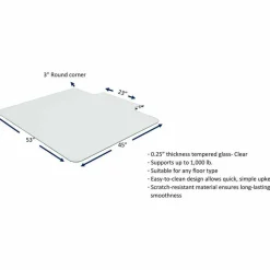 Lorell Tempered Glass Chairmat with Lip