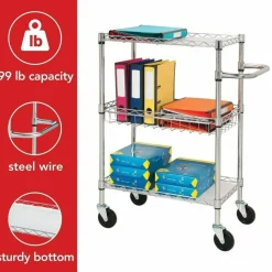 Lorell 3-Tier Steel Rolling Cart, 16