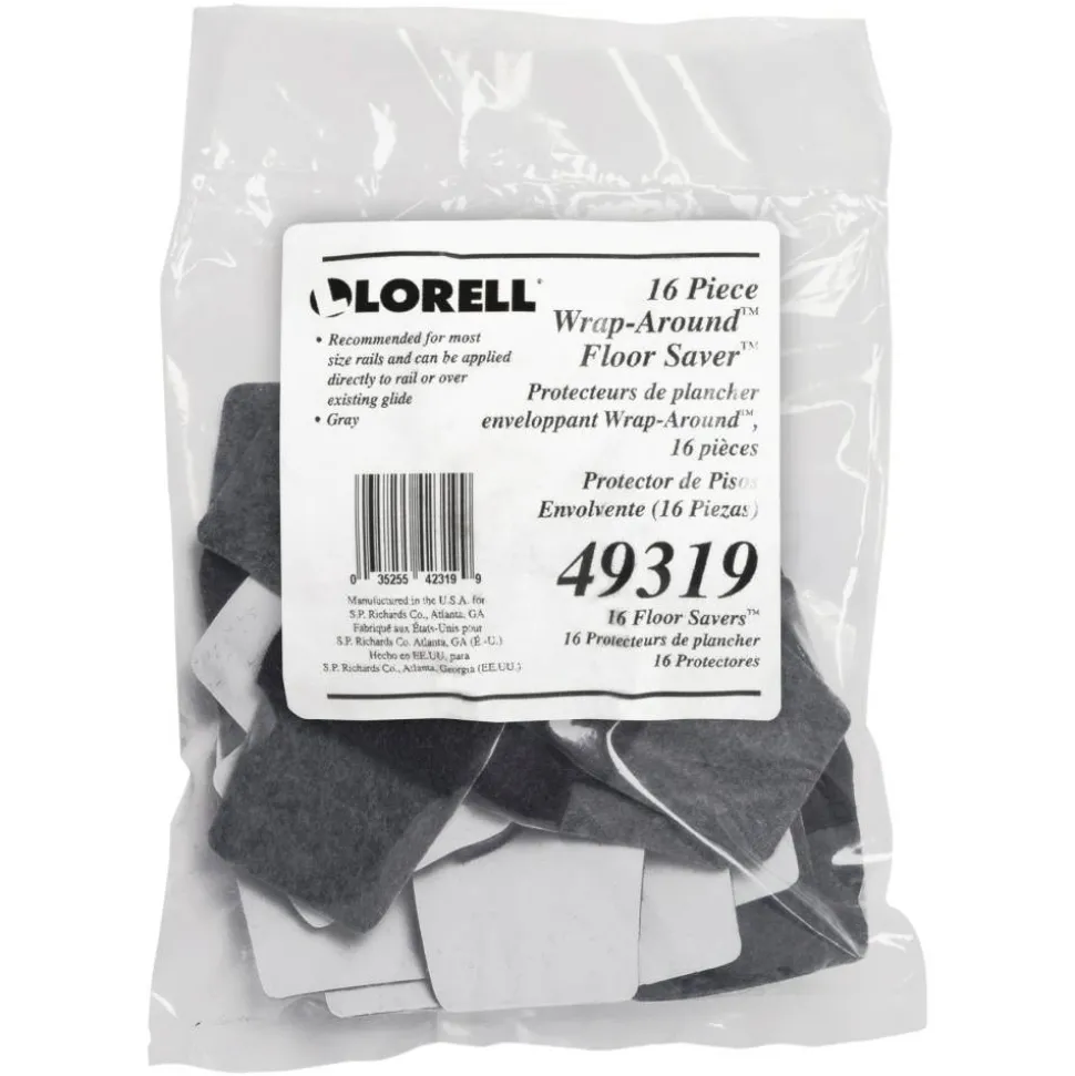 Lorell Wraparound Hard Floor Savers, 1 1/2, Gray, Set Of 16