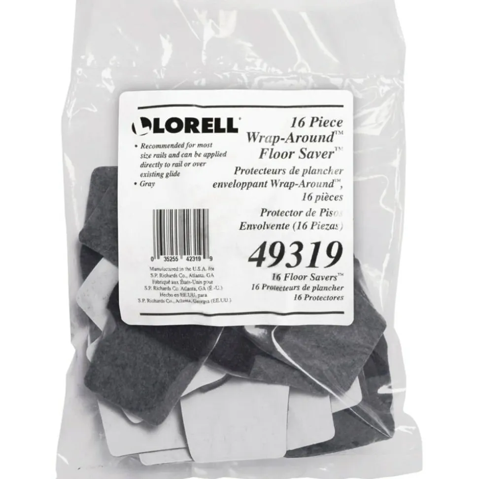 Lorell Wraparound Hard Floor Savers, 1 1/2, Gray, Set Of 16