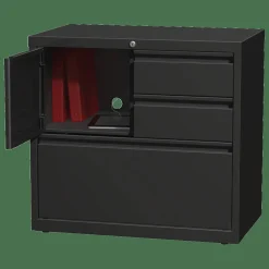 Lorell 30"W Steel Personal Storage Center With Lateral File Cabinet, Black