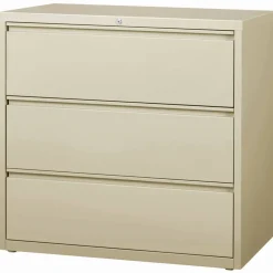 Lorell 42"W x 18-5/8"D Lateral 3-Drawer File Cabinet, Putty