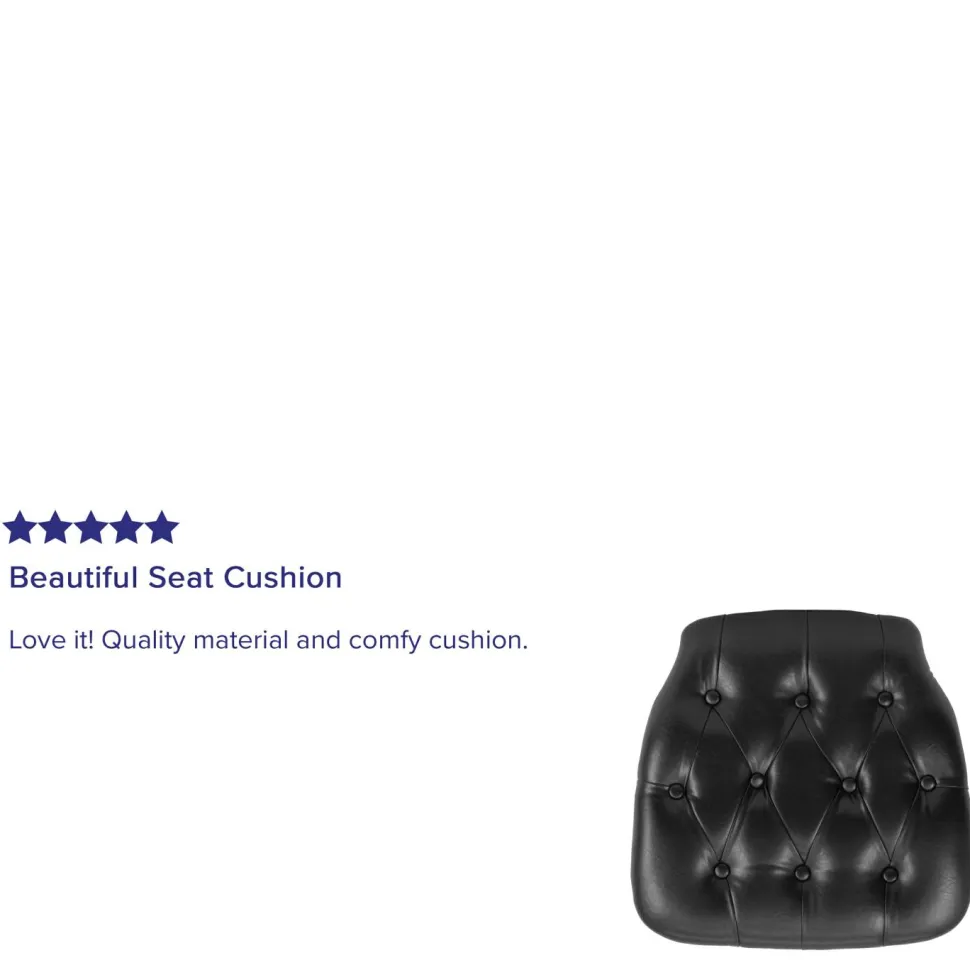 Louise Hard Black Tufted Vinyl Chiavari Chair Cushion