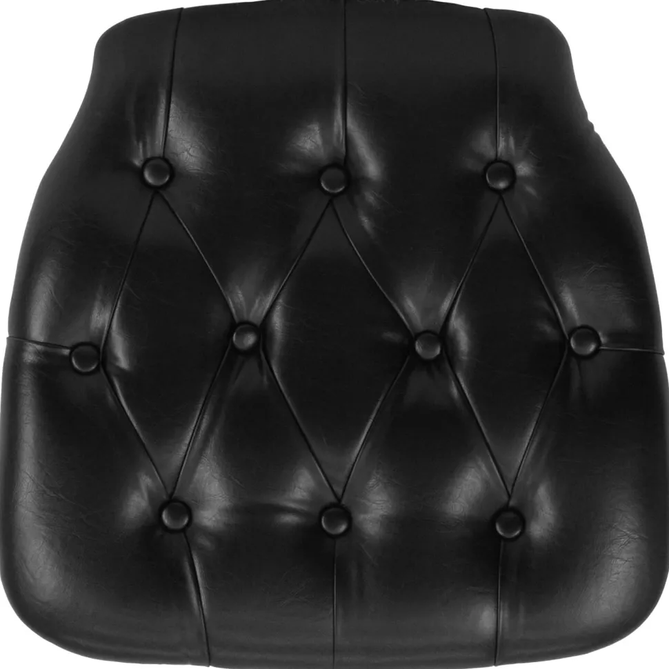 Louise Hard Black Tufted Vinyl Chiavari Chair Cushion