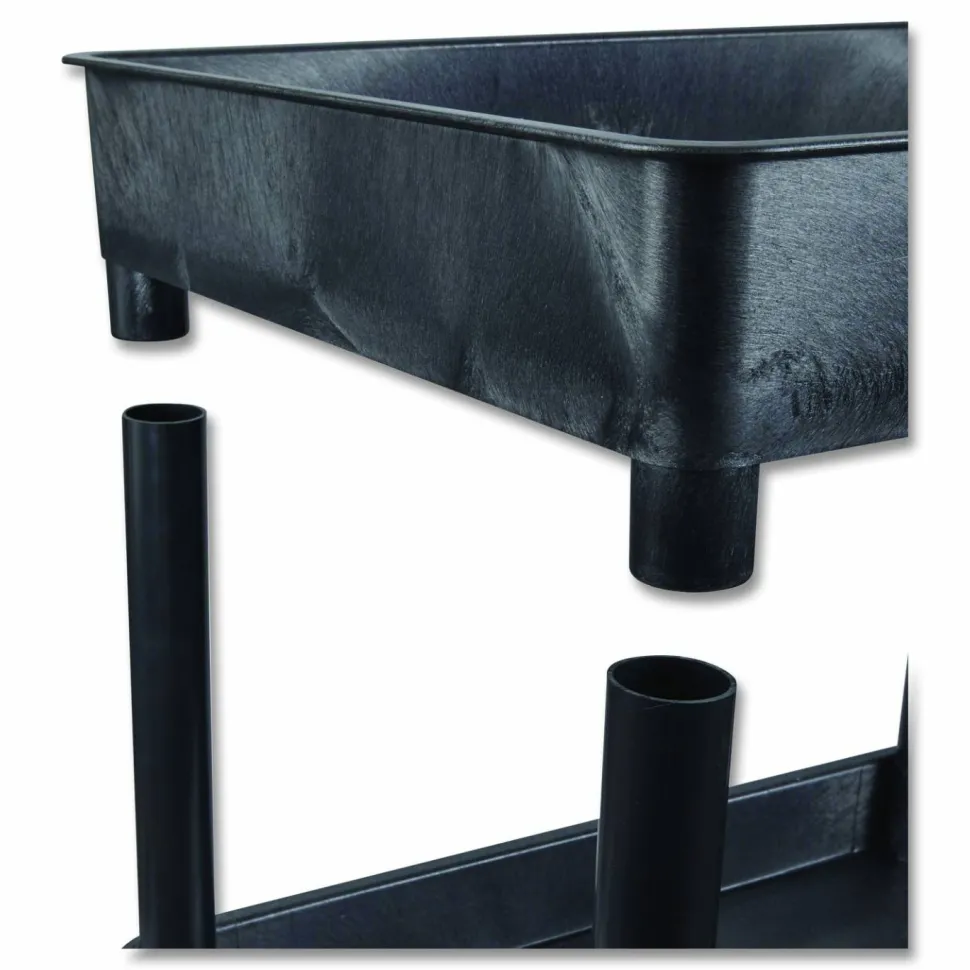 Luxor ENDURA Three-Shelf Utility Cart, Plastic, 300 lb Capacity, 26.5" x 18.5" x 39.25", Black
