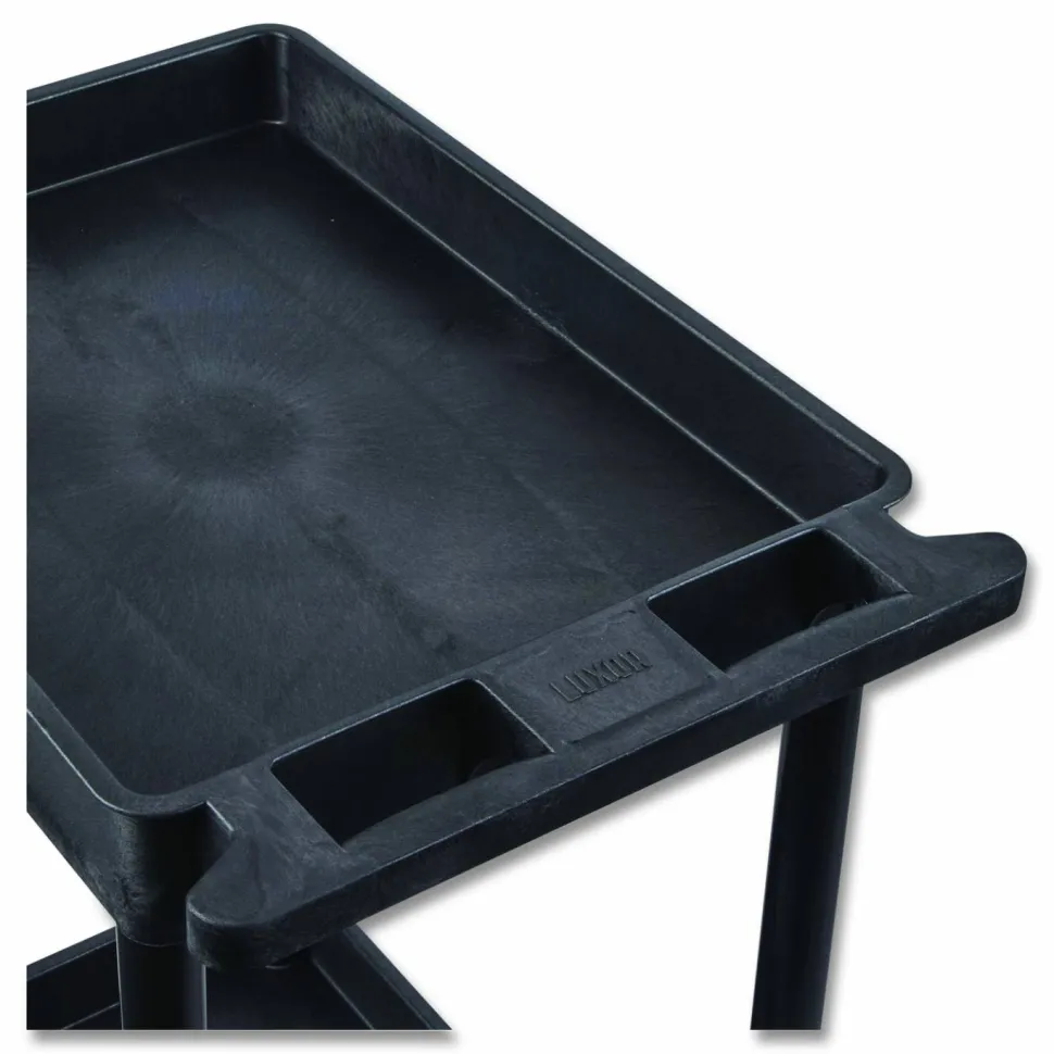 Luxor ENDURA Three-Shelf Utility Cart, Plastic, 300 lb Capacity, 26.5" x 18.5" x 39.25", Black