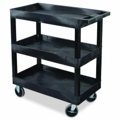 Luxor TUFFY XL Three-Shelf Heavy-Duty Multipurpose Utility Cart, Plastic, 375 lb Capacity, 35.25