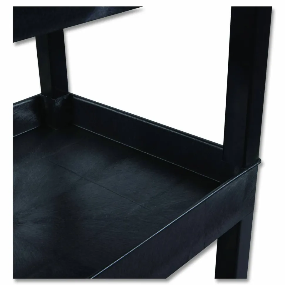 Luxor TUFFY XL Three-Shelf Heavy-Duty Multipurpose Utility Cart, Plastic, 375 lb Capacity, 35.25" x 18" x 37.25", Black
