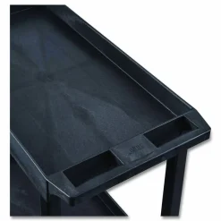 Luxor Tuffy XL Three-Shelf Utility Cart with Tub Shelves, Plastic, 300 lb Capacity, 35" x 18" x 36", Black