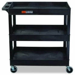 Luxor Tuffy XL Three-Shelf Utility Cart with Tub Shelves, Plastic, 300 lb Capacity, 35