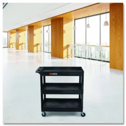 Luxor Tuffy XL Three-Shelf Utility Cart with Tub Shelves, Plastic, 300 lb Capacity, 35