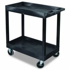 Luxor TUFFY XL Two-Shelf Heavy-Duty Multipurpose Utility Cart, Plastic, 200 lb Capacity, 35 x 18 x 34.25, Black