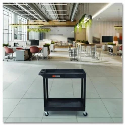 Luxor TUFFY XL Two-Shelf Heavy-Duty Multipurpose Utility Cart, Plastic, 200 lb Capacity, 35 x 18 x 34.25, Black