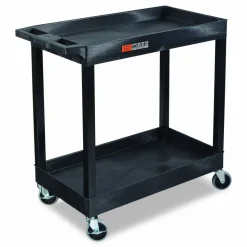 Luxor TUFFY XL Two-Shelf Heavy-Duty Multipurpose Utility Cart, Plastic, 200 lb Capacity, 35 x 18 x 34.25, Black