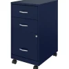 LYS NuSparc 18" Mobile Pedestal 3 Drawer Organizer Cabinet, Navy