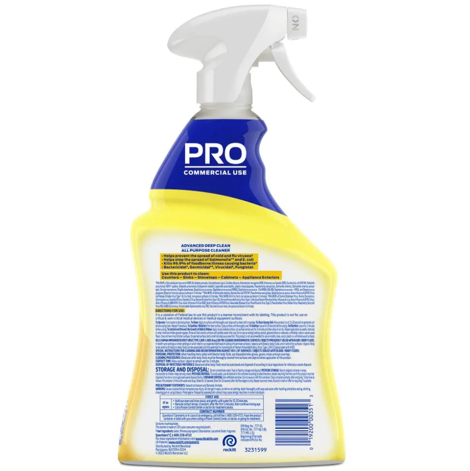 Lysol Advanced Deep Clean All-Purpose Cleaner, 32 Oz, Lemon Breeze, Case Of 12 Bottles