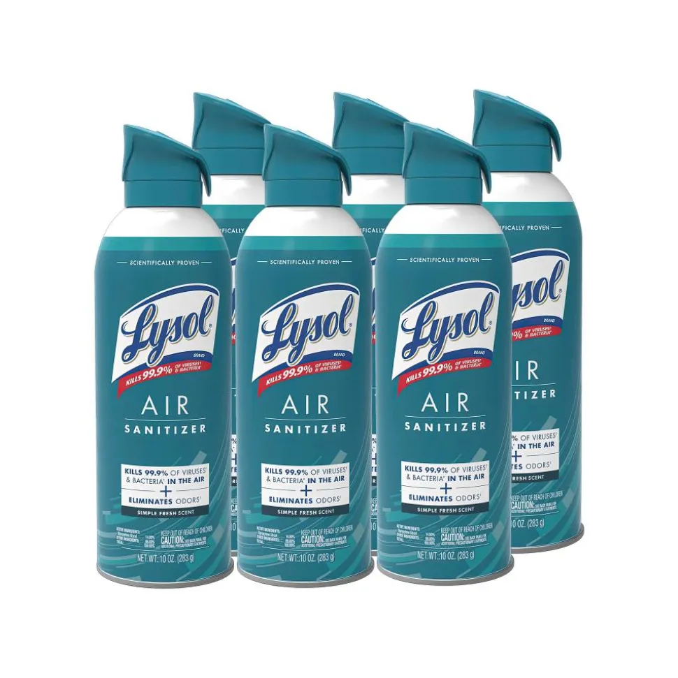 LYSOL Air Sanitizer Spray - Simple Fresh 10 oz., Case of 6 cans
