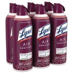 LYSOL Brand Air Sanitizer Spray, Light Breeze Scent, 10 oz Aerosol Can, 6/Carton