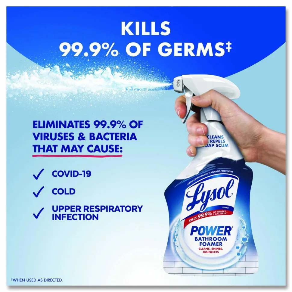 LYSOL Brand Disinfectant Power Bathroom Foamer, Liquid, Atlantic Fresh Scent, 32 oz Spray Bottle, 12/Carton