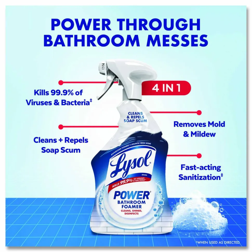 LYSOL Brand Disinfectant Power Bathroom Foamer, Liquid, Atlantic Fresh Scent, 32 oz Spray Bottle