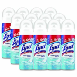 LYSOL Brand Disinfectant Spray To Go, Crisp Linen Scent, 1.5 oz Aerosol Spray, 12/Carton