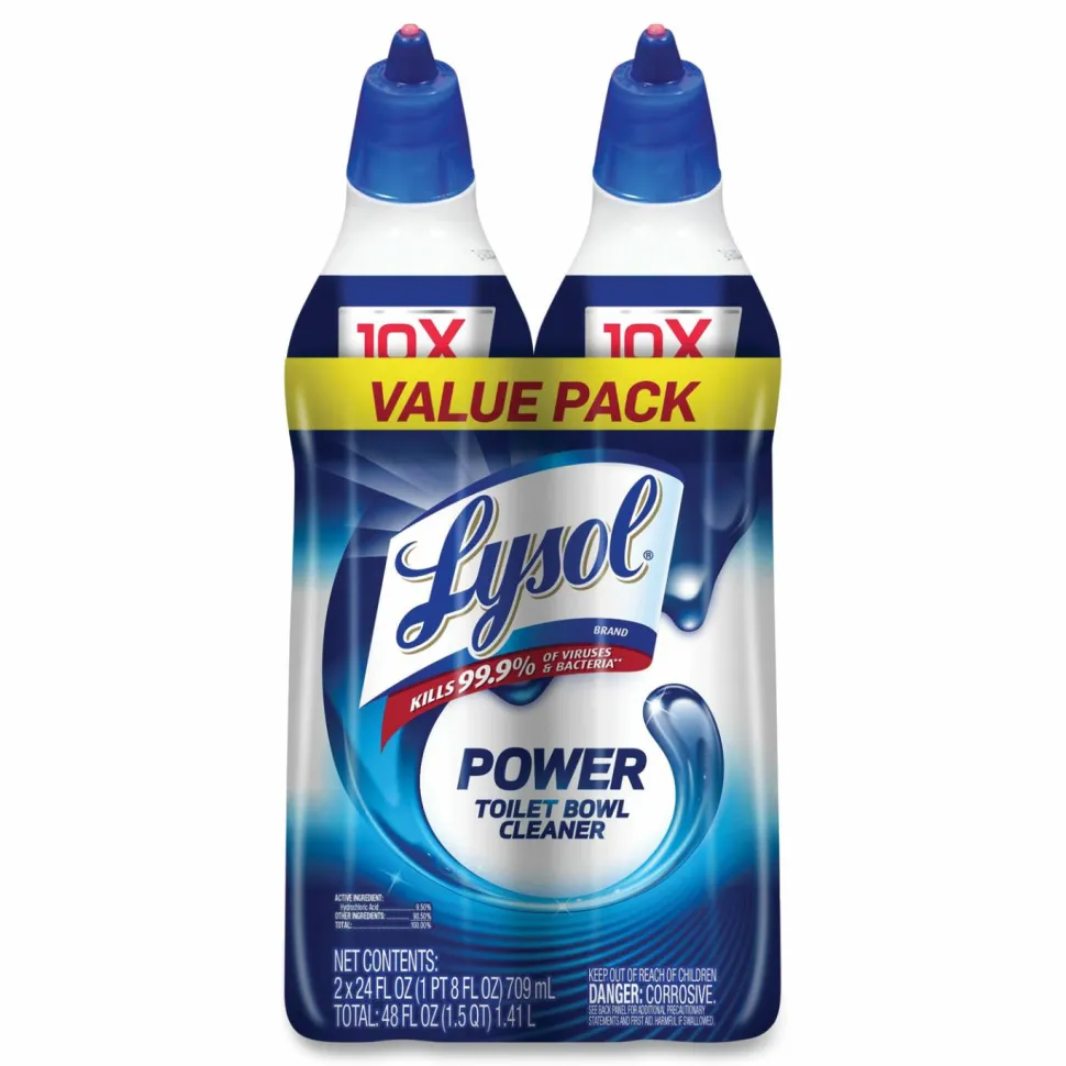 LYSOL Brand Disinfectant Toilet Bowl Cleaner, Atlantic Fresh Scent, 24 oz Angle-Neck Bottle, 2/Pack