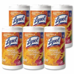 LYSOL Brand Disinfecting Wipes, 1-Ply, 7 x 7.25, Mango and Hibiscus, White, 80 Wipes/Canister, 6 Canisters/Carton