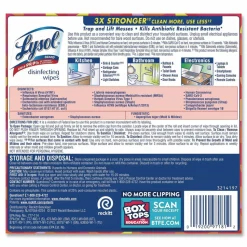 LYSOL Brand Disinfecting Wipes, 1-Ply, 7 x 7.25, Mango and Hibiscus, White, 80 Wipes/Canister, 6 Canisters/Carton