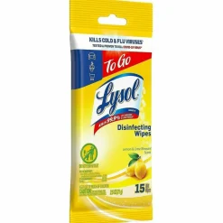 LYSOL Brand Disinfecting Wipes Flatpacks, 1-Ply, 6.69 x 7.87, Lemon and Lime Blossom, White, 15 Wipes/Flat Pack, 24 Flat Packs/Carton