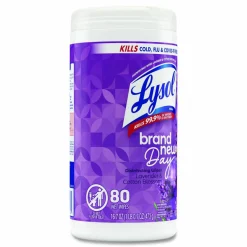 LYSOL Brand Disinfecting Wipes, 1-Ply, 7 x 7.25, Lavender and Cotton Blossom, White, 80 Wipes/Canister