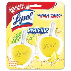 LYSOL Brand Hygienic Automatic Toilet Bowl Cleaner, Lemon Breeze Scent, 1.41 oz Block, 2/Pack