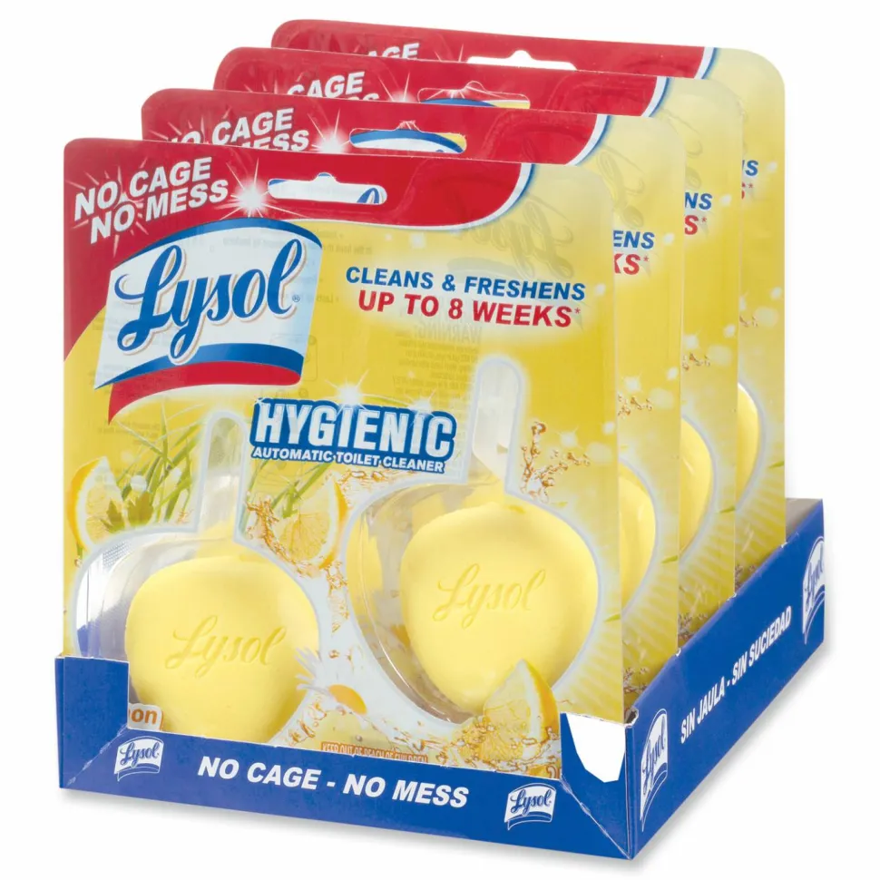 LYSOL Brand Hygienic Automatic Toilet Bowl Cleaner, Lemon Breeze Scent, 1.41 oz Block, 2/Pack