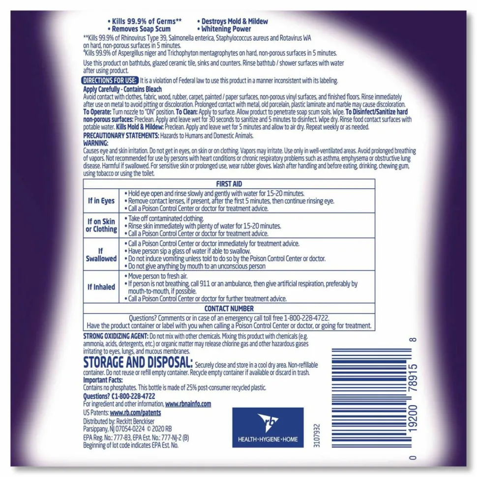 LYSOL Brand Mold and Mildew Remover with Bleach, Ready to Use, Unscented, 32 oz Spray Bottle